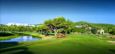 a view of a golf course with a river at Sitges Centre. Simply Charming in Sitges
