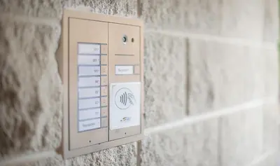 an electrical outlet on a stone wall at Sono Master Apartments in La Garriga