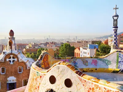 a view from the roof of a church with mosaics at Apartment Eixample Dret Aragon - Sardenya in Barcelona
