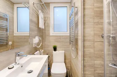 a bathroom with a toilet and a sink and a shower at Eixample Building Apartments by Mercedes Heritage in Barcelona