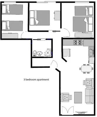 a black and white floor plan of a house at Bcn-rentals apartments in the Old town in Barcelona