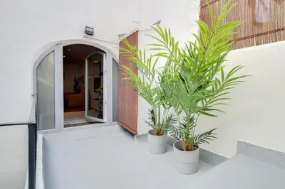 two plants in pots on the side of a building at Sweett - Verdi in Barcelona