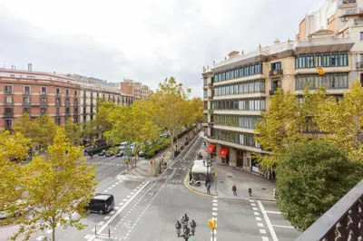 an aerial view of a city street with buildings at Key Plaza Universidad - Gran Via in Barcelona