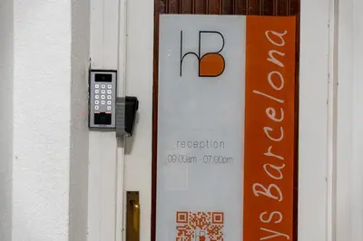 a remote control attached to a sign on a wall at HolidaysBCN Rooms in Barcelona