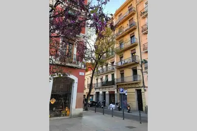 a view of a street with buildings at Sunny apartment Gracia - Joanic Renovated in Barcelona