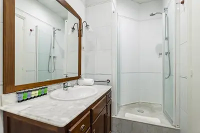 a bathroom with a sink and a shower at Art House Station Rocafort ´Sant Antoni´ in Barcelona