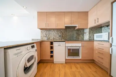 a kitchen with a washing machine and a dishwasher at HomeHolidaysRentals Marella - Costa Barcelona in Pineda de Mar