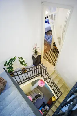 an overhead view of a staircase in a house at Cal Peó B&B Cardedeu in Cardedeu