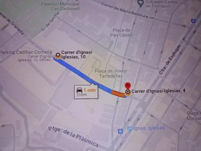 a map of the center of bristol with a red dot at Cadillac Check-in flexible-Bien comunicado-cerca Barcelona in Cornellà de Llobregat