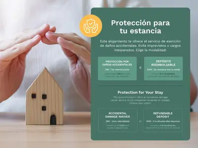 a flyer for a construction company with a wooden house at Stay U-nique Apartments Travessera in Barcelona