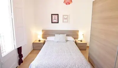 a bedroom with a large bed with two night stands at Sagrada Familia Apartamento eco friendly in Barcelona