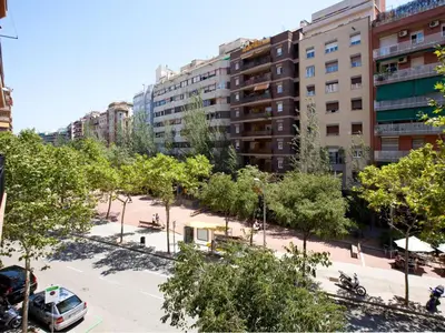 a street in a city with trees and buildings at Click&Flat Luxury mistral in Barcelona