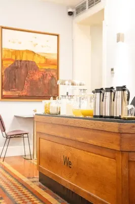 a counter with pots and pans on top of it at We Boutique Hotel Barcelona in Barcelona
