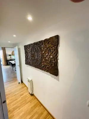 a painting on a wall in a living room at Stunning 2 bedroom Apartment with great design Sitges centre beach in Sitges