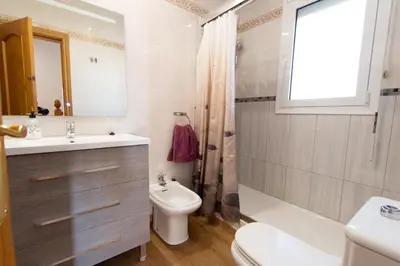 a bathroom with a sink and a toilet and a shower at Catalunya Casas Stunning Villa with private pool 33 km to Barcelona in Senmanat