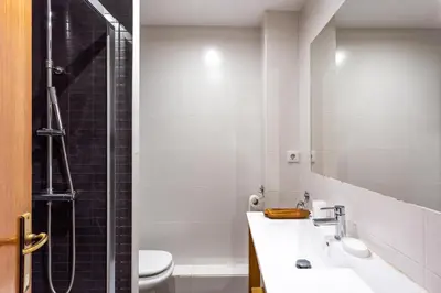 a bathroom with a toilet and a sink and a shower at Stay U-nique Apartments Parlament in Barcelona