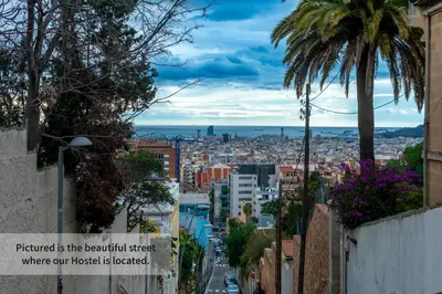 a city view from the top of a hill at Factory Hostels Barcelona in Barcelona