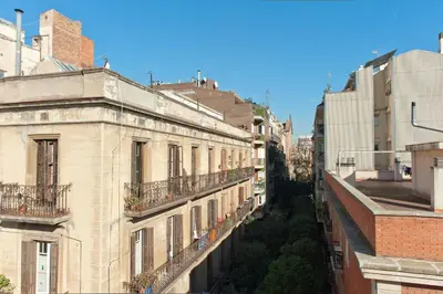 a view of a city street with buildings at MH Apartments Gracia in Barcelona