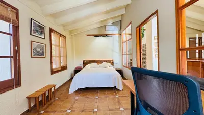 a bedroom with a bed in a room at Apartment with private pool and garden in San Martín Sarroca
