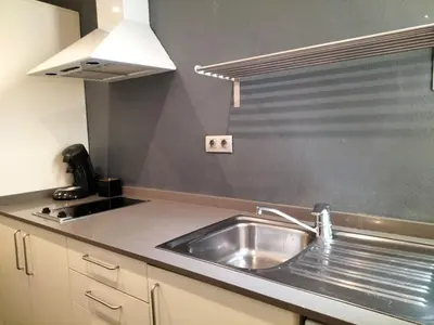a kitchen with a sink and a counter top at Liceu Apartments by gaiarooms in Barcelona