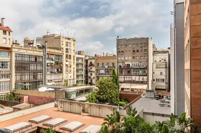 a view of a city with tall buildings at Luxury Paseo de Gracia Casa Batlló in Barcelona