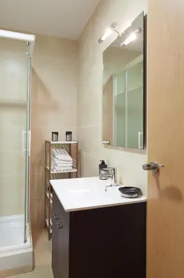 a bathroom with a sink and a mirror at Casa Codina in Barcelona