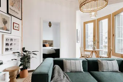 a bathroom with a sink and a mirror at LLANOS - Two Bedroom apartment in heart of the city in Barcelona