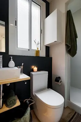 a kitchen with a counter and a mirror on the wall at ROVIRA - One bedroom apartment in Penedes in Barcelona