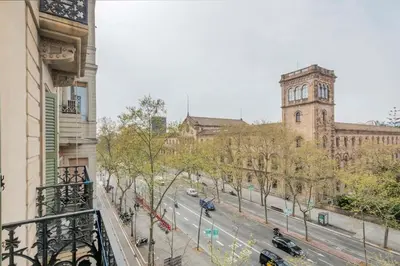 a view of a city street with a clock tower at The Collection Barcelona - Exclusive Paseo de Gracia 5BD 5BTH with terrace in Barcelona