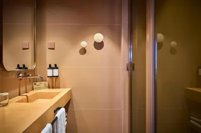 a bathroom with a shower and a sink at Barcelona Princess in Barcelona