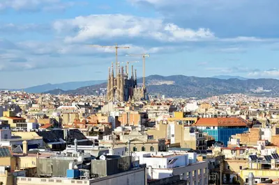 a view of a city with buildings at El Avenida Palace in Barcelona
