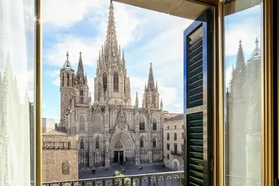 a view of a cathedral from a window at Lamaro Hotel Barcelona - Preferred Hotels & Resorts - Lifestyle Collection in Barcelona