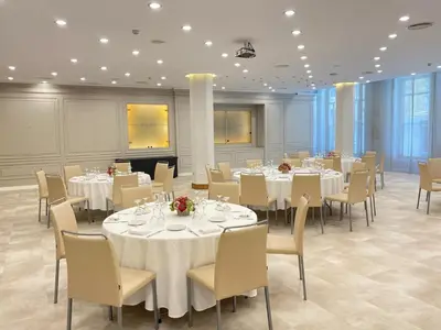a conference room with tables and chairs at Lamaro Hotel Barcelona - Preferred Hotels & Resorts - Lifestyle Collection in Barcelona