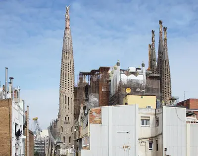 a view of a city with two tall towers at MH Apartments S. Familia in Barcelona
