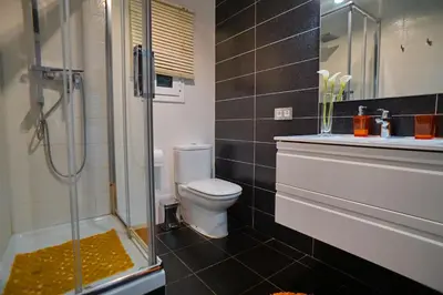 a bathroom with a toilet and a sink and a shower at Barcelona4Seasons - Sagrada Familia in Barcelona