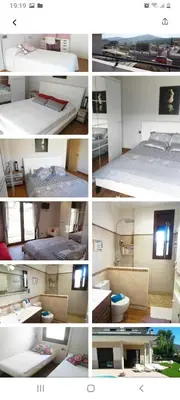 a collage of photos of a room with a bed and a toilet at Villa Alba cerca de Sitges in Canyelles