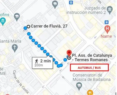 a map showing the route of a subway line at CasaBala - Near the beach and Barcelona center in Badalona