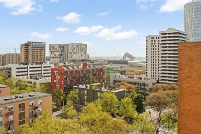 a view of a city with tall buildings at Apartamento cerca de la playa in Barcelona