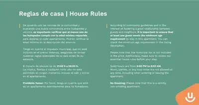 a brochure of a casa casa i house rules at Stay U-nique Apartment Maurici Serrahima in Barcelona