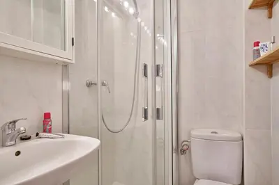 a bathroom with a shower and a toilet and a sink at BeBarceloner Sants Apartments - 2 bedrooms in Barcelona